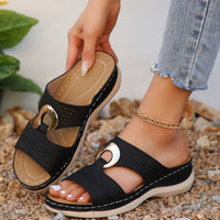 Casual Slip-on Stitching Metal Buckle Sandals Women's Shoes