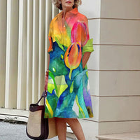 Floral Print Shirt Dress For Women Dress Autumn