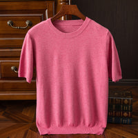 Men's Short-sleeved T-shirt Korean-style Trendy Round Neck Half-sleeve Sweater