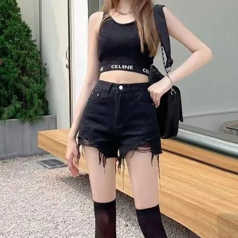 Summer Dopamine Girl Wear Denim Skirt