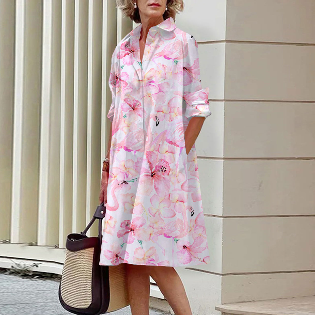 Floral Print Shirt Dress For Women Dress Autumn