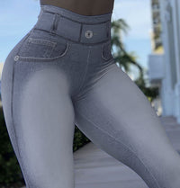 High Waist Camouflage Slim Fashion Button Stitching Casual Feet Trousers