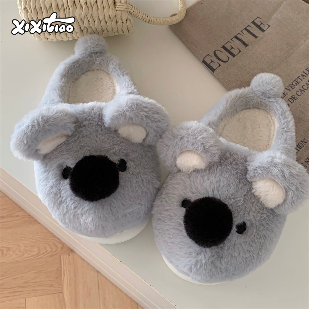 Female Cute Cartoon Toe Cap Cotton Slippers