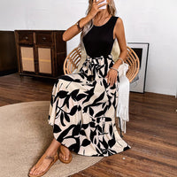 Spring And Summer Fashion Print Stitching Dress