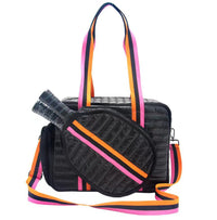 Striped Outdoor Neoprene Travel Portable Crossbody Shoulder Tennis Pack