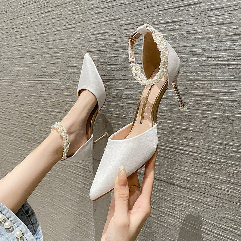 New Stiletto Mid-heel All-match Buckle Ins Women's Shoes