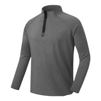 High Elastic Half Zipper Stand-up Collar Long Sleeve T-shirt