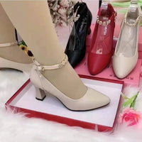 Ankle-strap Buckle Rhinestone Soft Bottom Chunky Heel High Heels
