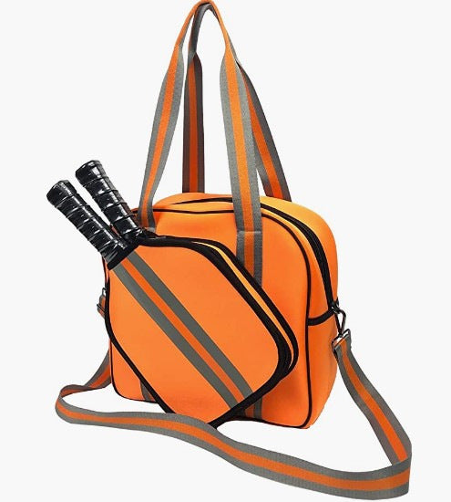 Striped Outdoor Neoprene Travel Portable Crossbody Shoulder Tennis Pack