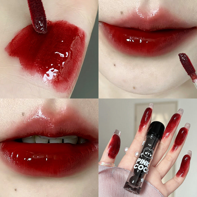 Little Bear Dudu No Stain On Cup Water Light Mirror Lip Lacquer