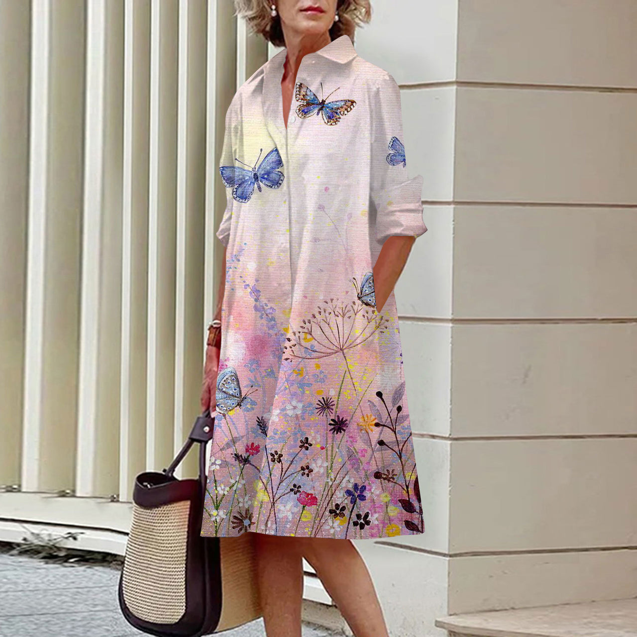 Floral Print Shirt Dress For Women Dress Autumn