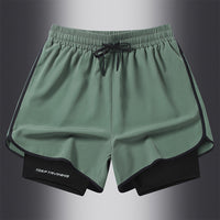 Men's Marathon Track And Field Lining Fake Two Pieces Training Quick-drying Shorts