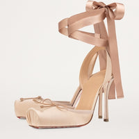 Pig Nose Ballet High Heels Stilettos Bow Sandals