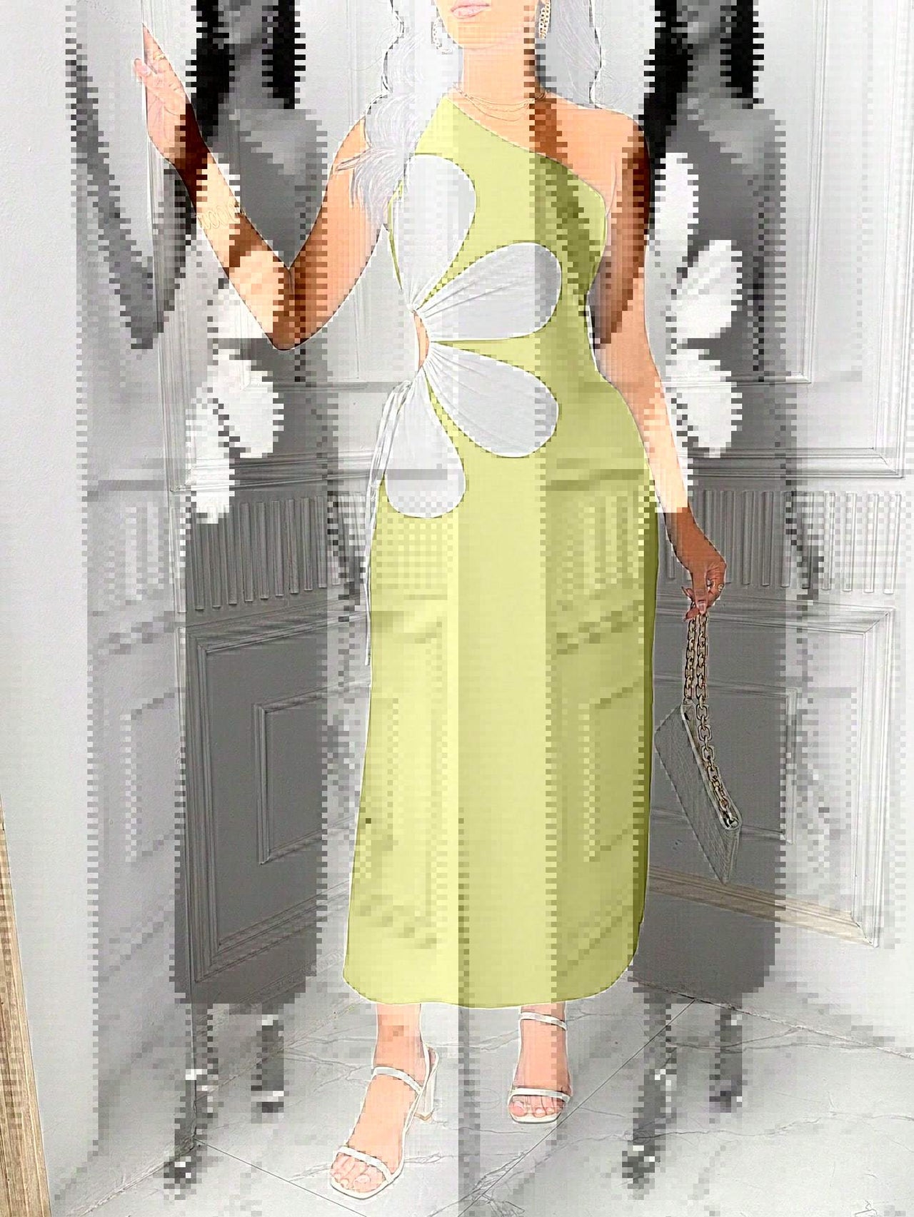 Large Flower Off-the-shoulder Sling Dress