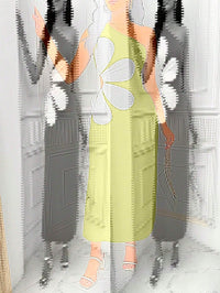 Large Flower Off-the-shoulder Sling Dress