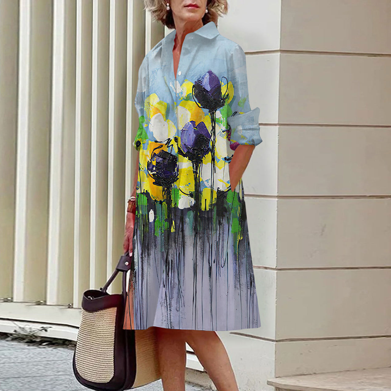 Floral Print Shirt Dress For Women Dress Autumn