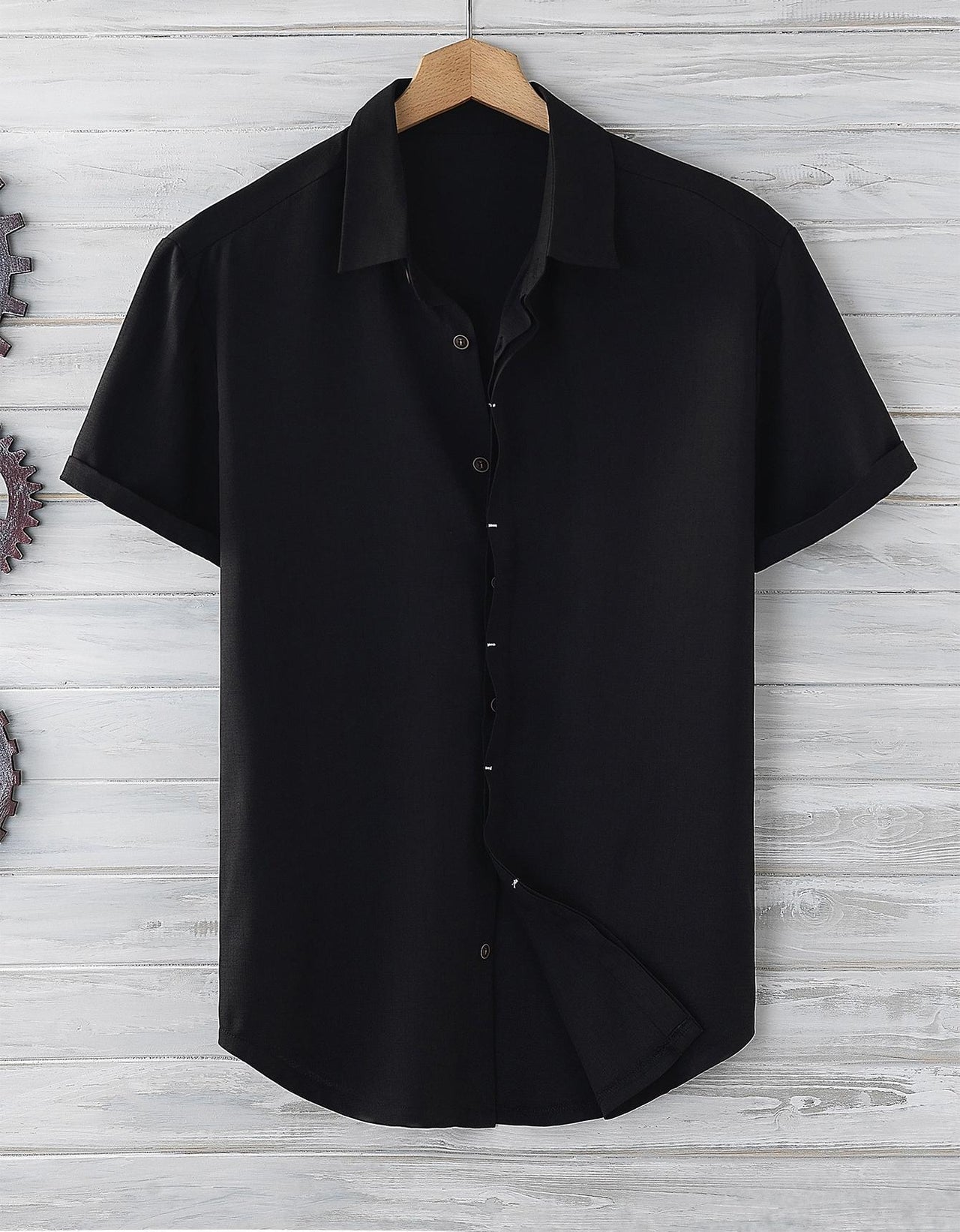 Men's Short Sleeve Loose Solid Color Shirt
