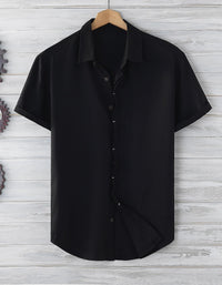Men's Short Sleeve Loose Solid Color Shirt
