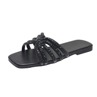 Solid Color Lightweight Rhinestone Ornament Ladies' Sandals