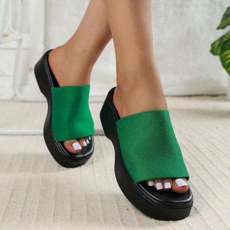 Women's Simple All-match Wedge Platform Slippers