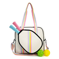 Striped Outdoor Neoprene Travel Portable Crossbody Shoulder Tennis Pack