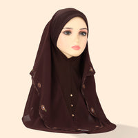 Women's Embroidered Lace Double-layer Chiffon Beading Cap