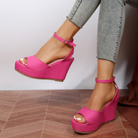 Peep-toe Waterproof Platform Wedge Sandals Wrist Strap