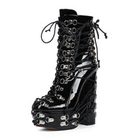 New Rivets Women's Black Fashion High Heels