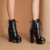 New Rivets Women's Black Fashion High Heels