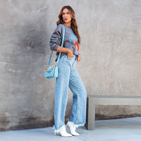Women's Fashion Simple Tassel Straight-leg Trousers