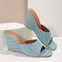 Women's Wedge Sandal One-strap Roman-style Plaid Textured Sandals