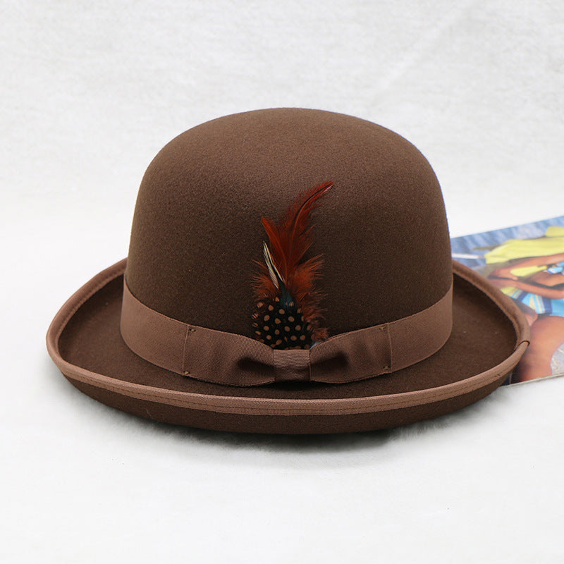 Elegant Bow Curling Woolen British Vintage Top Bucket Hat