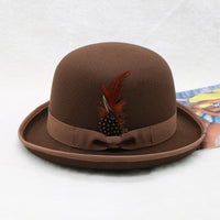 Elegant Bow Curling Woolen British Vintage Top Bucket Hat