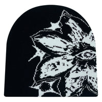 Flowers Print Trendy Versatile Double Layer Knitted Hat