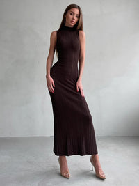 Tossy Sleeveless Knitwear Turtleneck Long Dress Female Slim Elegant Fashion Autumn 2023 Ribbed Knit Dress For Women Maxi Dress