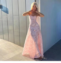 2023 Summer New Dresses For Women Spaghetti Strap Lace Hollow Out Low Cut Sexy A-lin Long Dress Beach Vacation Fashion Vestidos