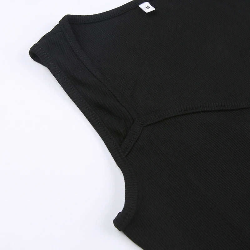 CIBBAR Basic Knit Long Dress Korean Fashion Square Collar Sleeveless Women's Dresses Summer Casual Y2k Vintage All-match Outftis