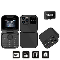 SERVO I16 Pro MIni Fold Mobile Phone 2G GSM Dual SIM Card Speed Dial Video Player Magic Voice 3.5mm Jack FM Small Flip Cellphone