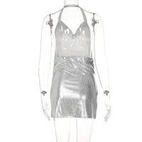 Sexy and Fashionable Women's Elegant Short Dress with Hanging Neck Backless Bottom Chest Sequin Party Girl Dance Dress