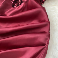 Chic Sequin Asymmetric Backless Slip Dress Sleeveless Korean Fashion Vestidos Women Vintage Summer Hip Wrap Dress