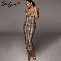 Dulzura Women Party Club Evening Streetwear Leopard Bodycon Midi Dress 2024 Summer Clothes Wholesale Items For Business