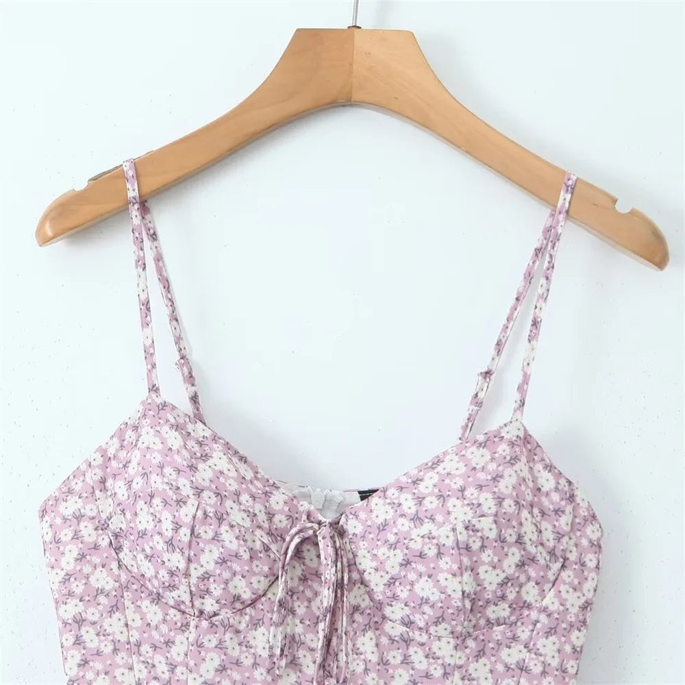 Taop&Za 2024 Summer New Product Women's Fashionable Style, Slim Fit, Sexy Tie up, Hanging Strap, Skirt, and Dress