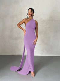 Hugcitar One Shoulder Backless Adjustable Scarf Loop Ruched Sexy Maxi Dress 2024 Women Elegant Y2K Streetwear Festival Outfit