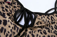 Weird Puss Spaghetti Strap Women Dress Leopard Print Sexy Sensual Backless Sleeveless Bodycon Summer Vacation Beach Partywear