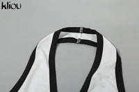 kliou Halter Women Dresses Classic New Panelled Trim Backless V-neck Body-shaping Simple Vestidos Female Summer Thin Streetwear