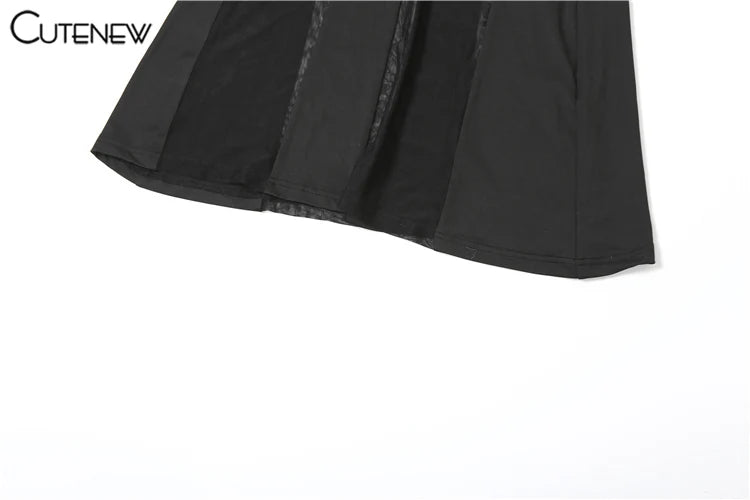 Cutenew Lace Irregular Patchwork Women Dress Sexy Coquette See Through Full Sleeve Maxi Bodycon Lady Stunning Nightout Club Robe