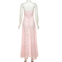 2023 Summer New Dresses For Women Spaghetti Strap Lace Hollow Out Low Cut Sexy A-lin Long Dress Beach Vacation Fashion Vestidos