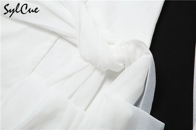 Sylcue Summer Bachelor Party White Simple Elegant Mature Beautiful Confident Feminine Sexy Women's Short Tight Dress