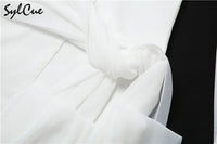 Sylcue Summer Bachelor Party White Simple Elegant Mature Beautiful Confident Feminine Sexy Women's Short Tight Dress