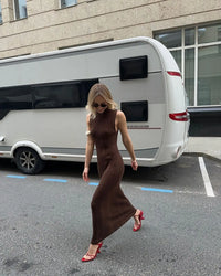 Tossy Sleeveless Knitwear Turtleneck Long Dress Female Slim Elegant Fashion Autumn 2023 Ribbed Knit Dress For Women Maxi Dress